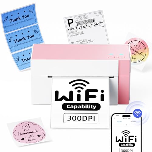 Omezizy WLAN Etikettendrucker 4x6, 300DPI Thermodrucker, Label Printer für kleine Unternehmen, DHL Etikettendrucker für den Versand von Paketen, kompatibel mit Amazon, USPS, Shopify, Etsy von Omezizy