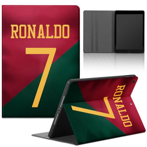 Fußball Tablet Hülle für Samsung Galaxy Tab A9 8,7" SM-X110/SM-X115, Weiche PU Leder Flip TPU Silicone Cover mit Soccer Fußballspieler 7 Muster Case Stoßfest Verstellbar Ständer Tablet Folio,Jersey von Omyzo