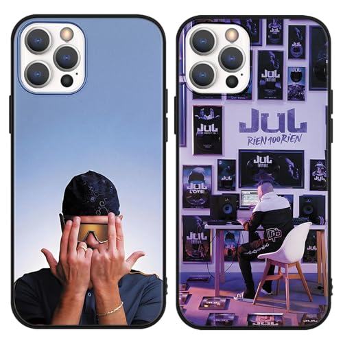 Omyzo 2 Stück Cool Rappeur JuL Handyhülle für iPhone 13 Mini Hülle 5,4",Cartoon Musiksänger Muster Design Case Schutzhülle,Silikon TPU Stoßfest Kratzfest Hülle Schwarz,Cool von Omyzo