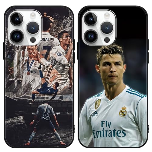 Omyzo 2 Stück Handyhülle für Samsung Galaxy A25 5G 6.5", Silikon TPU Stoßfest Kratzfest Hülle Schwarz, Cool Sport Fußball Legend Player 7 10 Mode Muster Design Schutzhülle für Jungen Fan, Mode von Omyzo