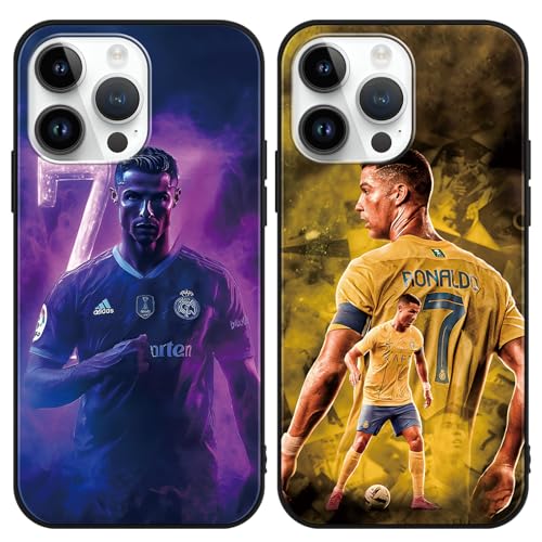 Omyzo 2 Stück Handyhülle für Samsung Galaxy A32 5G 6.5", Silikon TPU Stoßfest Kratzfest Hülle Schwarz, Cool Sport Fußball Legend Player 7 10 Mode Muster Design Schutzhülle für Jungen Fan, Idol von Omyzo