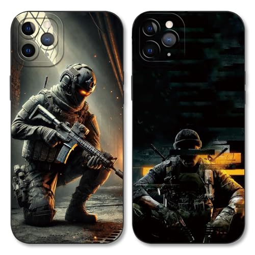 Omyzo 2 Stück Handyhülle für iPhone 16 Plus Hülle 6.7",Black Ops 6 Cool Mann Schießsimulationsspiel Muster Case für Spielefan,Schutzhülle Schwarz Weich Silikon TPU Stoßfeste Cover von Omyzo