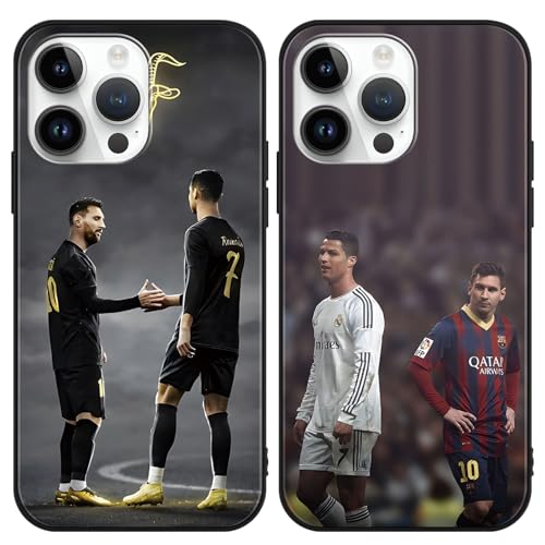 Omyzo 2 Stück Handyhülle für iPhone 8 iPhone 7 iPhone SE 2022/2020 4.7", Silikon TPU Stoßfest Kratzfest Hülle Schwarz, Cool Sport Fußball Legend Player 7 10 Mode Muster Schutzhülle für Jungen, Soccer von Omyzo