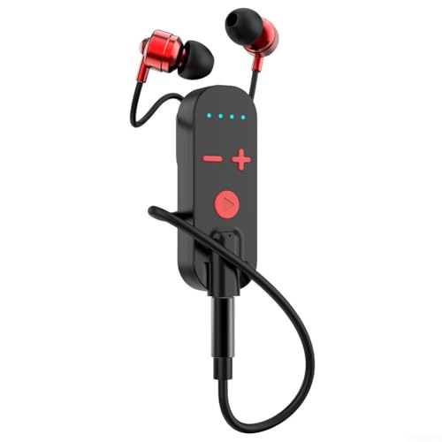 Oniissy Kabellose Lavalier-Kopfhörer mit ANC + ENC, 60 Stunden Akkulaufzeit und BT 5.2-Technologie, kabellose Lavalier-Kopfhörer (rotes Headset) von Oniissy