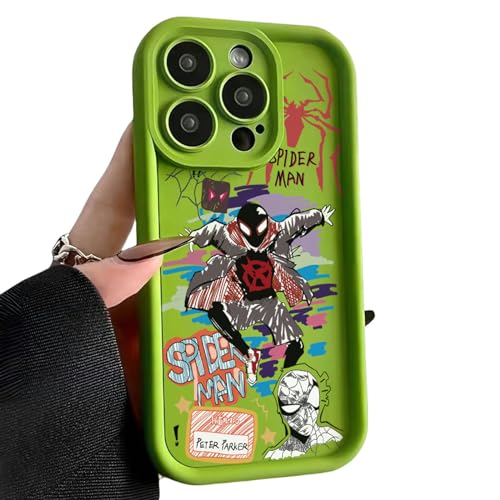 OonMan Ästhetische Handyhülle, Graffiti-Spider-Man, geeignet für iPhone, weiche Hülle, Grün von OonMan