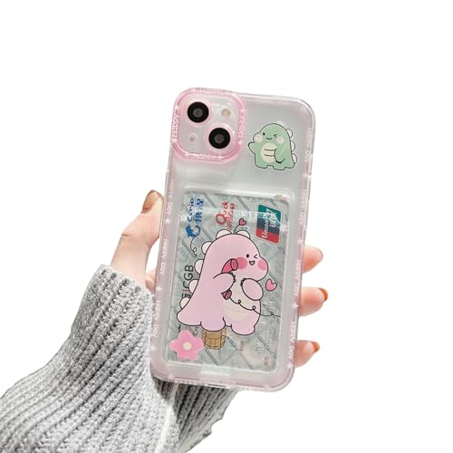 OonMan Lustige iPhone-Hülle, Cartoon-Kartenhalter, Dinosaurier-Paar, Handyhülle für iPhone - Pink-Iphone12Promax von OonMan