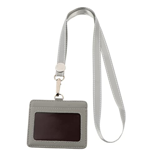 Operitacx 1Stk Visitenkarte Arbeitsausweishalter Abzeichen Knopf Schlüsselbänder passieren id card holder id holder Ausweishalterung Ausweisinhaber kreative Ausweishalter Echtes Leder Grey von Operitacx