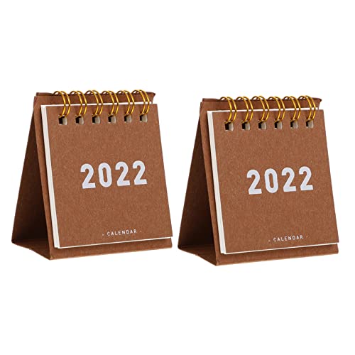 Operitacx 2 Stück 2022 2022 Mini-Tischkalender Planer 2022 kleiner Tischkalender Desktop-Kalender 2022 kalender schreibtisch desk calendar Schultischkalender Roman 2022 Kalender Papier Brown von Operitacx