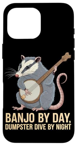 Hülle für iPhone 16 Pro Max Opossum Spielt Banjo Cottagecore Possum von Opossum Banjo Spieler Geschenk Vintage Gitarre