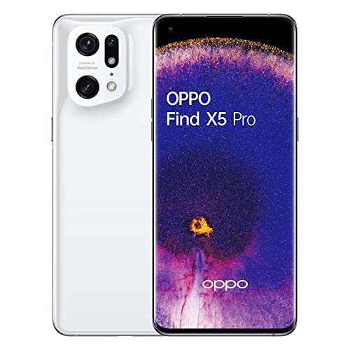 OPPO Find X5 Pro Smartphone, 50 MP Dreifachkamera, 5.000 mAh Akku mit 80W Schnellladen, 6,7 Zoll 120 Hz AMOLED Display, Qualcomm Snapdragon 8 Gen 1, 12 GB Arbeitsspeicher, 256 GB, Ceramic White von OPPO