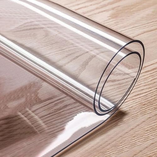 OptimumX Tischfolie transparent nach maß | glasklar durchsichtige tischdecke | Tischschutz transparent | Abwaschbar | Schreibtischunterlage transparent (100x120) von OptimumX Haushaltsgeräte