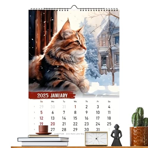 Cat Illustration Wandkalender, zwei Katzen Illustration Planer, Home Novelty Year Planner, Cat Wall Planer, Yearly Cat Planner Kalender, Teachers Cat Planner, Student Wall Planner Calendar von Opvonxeh