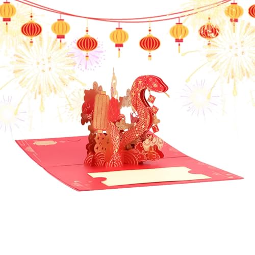 Opvonxeh Chinesische New Year Snake Greeting Cards, 2025 Snake Year Card, Chinese New Year Decorations, Snake Card, Snake Year Greeting Card, Chinese New Year 2025 Snake Greeting Cards with Envelope von Opvonxeh