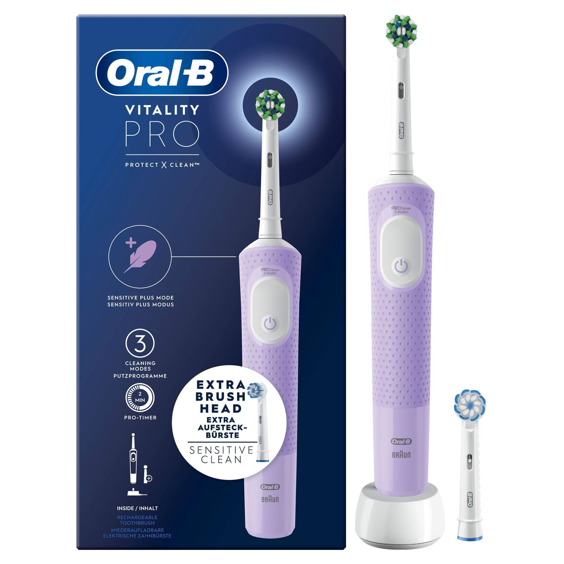 Oral-B - Vitality Pro CA HBOX Lila Elektrische Zahnbürste + Extra Nachfüllung von Oral B