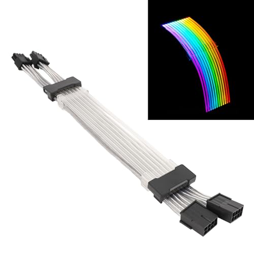 2x8PIN RGB GPU Kabel, 30 cm 5V 3Pin 4 seitiges ARG GPU Stromverlängerungskabel, Leuchtende Adressierbare RGB Netzteilkabelverlängerung, Schwarze RGB Netzteilkabel für den PC Aufbau von Oreilet