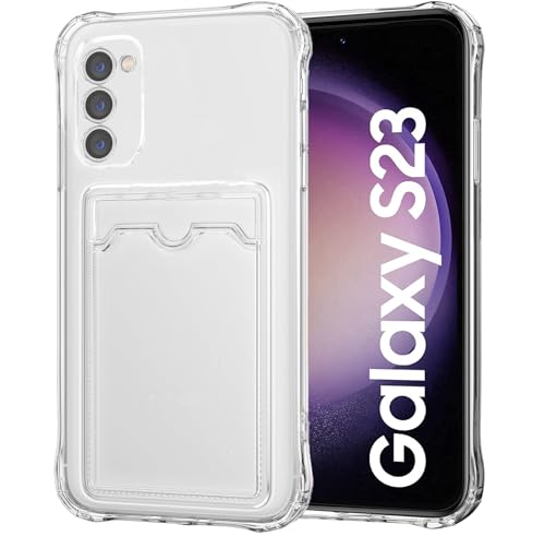 Orgsty Hülle für Samsung Galaxy S23, Transparent Weichen Handyhülle mit Kartenfach mit Kameraschutz, Stoßfest Kratzfest Schutzhülle Silikon TPU Brieftasche Case, Transparent von Orgsty