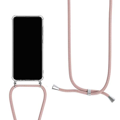 Orgstyle Handykette für Nokia 7 Plus Hülle, Necklace Schnur Hülle Weichem Silikon Transparent Schutzhülle mit Band zum umhängen, Rose Gold von Orgstyle