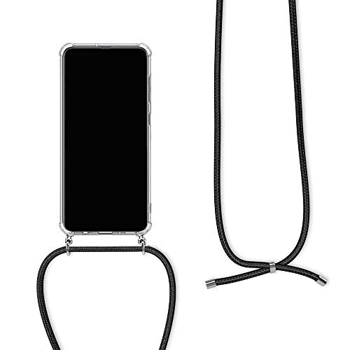 Orgstyle Handykette für Nokia 7 Plus Hülle, Necklace Schnur Hülle Weichem Silikon Transparent Schutzhülle mit Band zum umhängen, Schwarz von Orgstyle