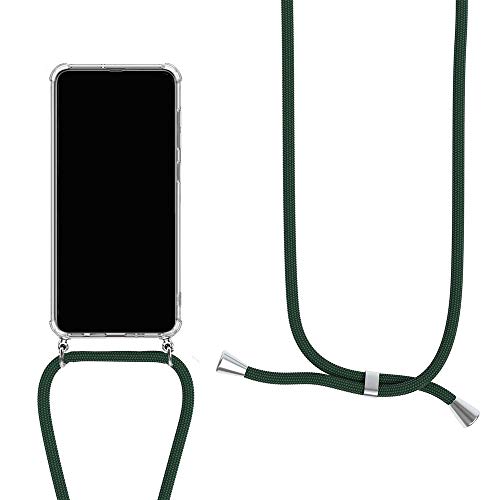 Orgstyle Handykette für Samsung Galaxy A70 Hülle, Necklace Schnur Hülle Weichem Silikon Transparent Schutzhülle mit Band zum umhängen for Samsung Galaxy A70, Dunkel Grün von Orgstyle