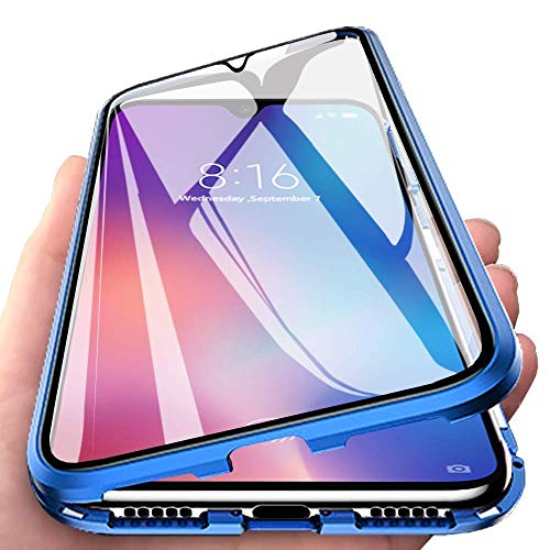 Orgstyle Schutzhülle für Samsung Galaxy A51, Adsorptionshülle, magnetisch, ultradünn, 360 °, Schutzhülle vorne und hinten, Hartglas, transparent, metallisch, stoßfest, Blau von Orgstyle