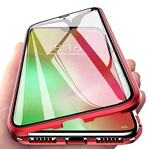 Orgstyle Schutzhülle für Samsung Galaxy S20 FE, Adsorptionshülle, magnetisch, ultradünn, 360 °, Schutzhülle vorne und hinten, Hartglas, transparent, metallisch, stoßfest, Rot von Orgstyle