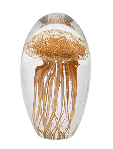 Skulptur Qualle, Orange, H 11 cm, Briefbeschwerer aus Glas und Dekoration, Marine, H 11 cm von ORIGEN