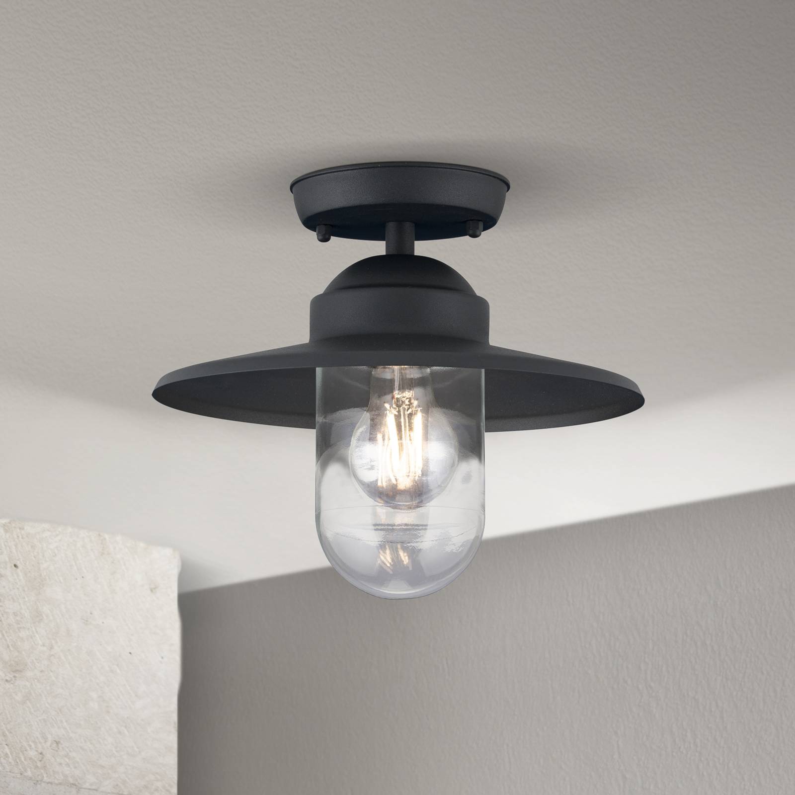 Außen-Deckenlampe Edward, anthrazit, Ø 27,5 cm, Aluminium von Orion