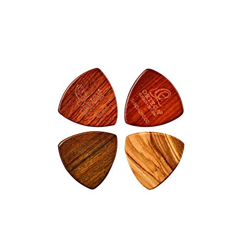 ORTEGA Holz Picks Sortiment OGPWXLF-MIX4-4er Pack/Olive/Padouk/Sandel/Chacate XL von Ortega Guitars