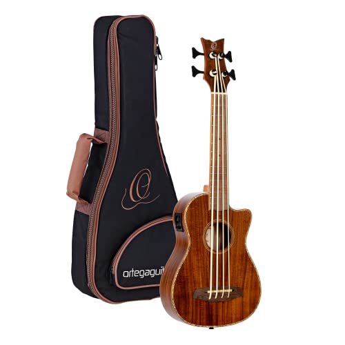 Ortega Guitars Bass Ukulele elektro-akustisch - Lizard Series - inklusive Gigbag - Akazie, Mahagoni (CAIMAN-BS-GB) von Ortega Guitars