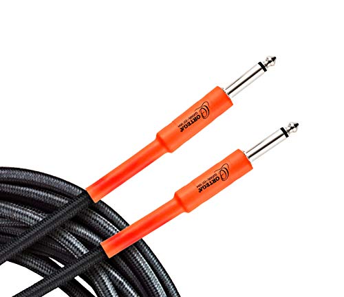 Ortega Guitars Economy Series Cable - Instrumentenkabel - Länge 1,5 m - Gerade und Gerade - Mantel aus Nylon, Schwarz und Orange (OECIS-5) von Ortega Guitars