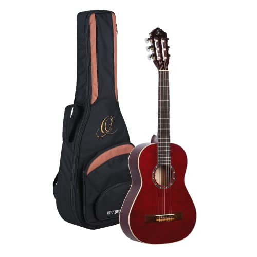 Ortega Guitars rote Konzertgitarre 1/2-Größe - Family Series - inklusive Gigbag - Mahagoni / Fichtendecke (R121-1/2WR) von Ortega Guitars