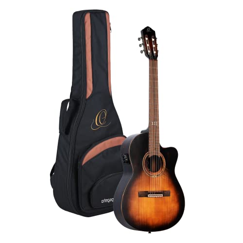 Ortega Private Room Series Thinline Acoustic-Electric Full Size Slim Neck Guitar Solid Spruce/Mahogany Distressed Burst von Ortega Guitars