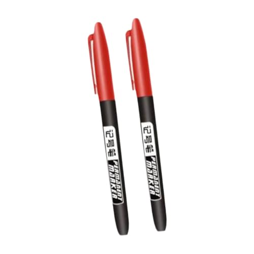 2x Permanentmarker Stifte Ölfarbe Marker Zeichenfarbe Marker Stifte 1,5mm Spitze für Kritzeln Rock Papier Büro Schule, ROT von Oshhni