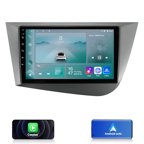 Ossuret Autoradio für Seat Leon MK2 2005–2012, 9 Zoll Android 12 Touchscreen GPS-Navigation mit Apple Carplay/Android Auto WiFi/GPS/Bluetooth/DPS/RDS/USB von Ossuret