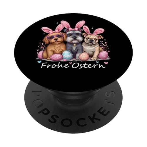 Ostern Outfit Osteroutfit Damen Mädchen Frohe Ostern Hunde PopSockets Klebender PopGrip von Ostern Geschenke Outfit Lustige Ostern Shirts