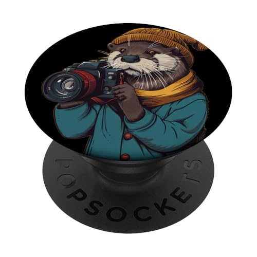 Lustiger Otter mit Kamera und Hut für Otterliebhaber PopSockets mit austauschbarem PopGrip von Otter Camera Outfit