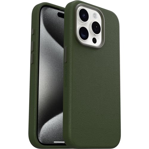 OtterBox Symmetry Series Cactus Leather MagSafe Hülle für iPhone 15 Pro, stoßfest, sturzsicher, dünne Schutzhülle, 3x mehr Stürze als nach Militärstandard, Grün von OtterBox