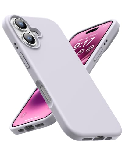 OuXul Schutzhülle für iPhone 16, stoßfest, Flüssigsilikon, mit weichem, kratzfestem Mikrofaserfutter, ultradünn, Fallschutz, 15,5 cm (6,1 Zoll), Morandi-Rosa von OuXul