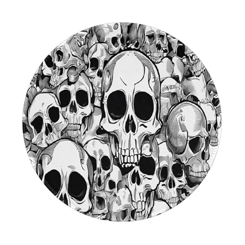 Black and White Skulls Printed Round Mousepad 8 inch, Gaming Mouse-pad Non-Slip Accessories for Computers,Laptop,Office,Home - 1 von Oudrspo