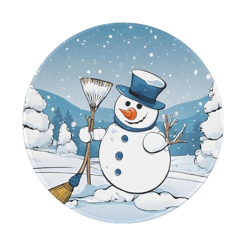 Merry Christmas Snowmen Printed Round Mousepad 8 inch, Gaming Mouse-pad Non-Slip Accessories for Computers,Laptop,Office,Home - 4 PCS von Oudrspo