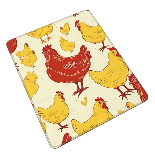 Oudrspo Gaming-Mauspad mit Chicken Chick-Aufdruck, 7,9 x 9,5 Zoll, Laptop-Mauspad, Computer-Mauspad, Schreibtischunterlage aus Gummi von Oudrspo