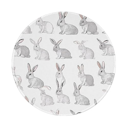 Rabbit Background Printed Round Mousepad 8 inch, Gaming Mouse-pad Non-Slip Accessories for Computers,Laptop,Office,Home - 1 von Oudrspo