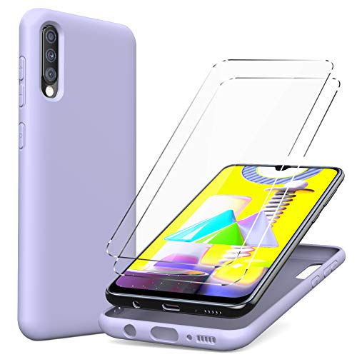 Oududianzi Flüssiges Silikon Hülle Kompatibel mit Samsung Galaxy A50/ A30s, [ 2 Stück Display schutzfolie ] Flüssiges Silikon Slim Gel Gummi Case, Kratzfest Stoßfest SchutzHülle -Lila von Oududianzi