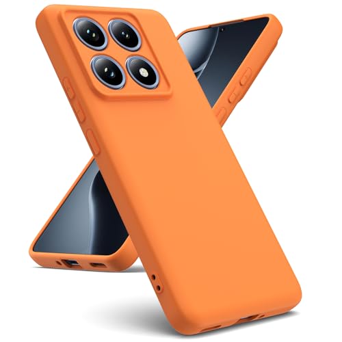 Oududianzi - Hülle Kompatibel mit Xiaomi 14T Pro 5G Hülle, [Flüssigsilikonhülle] [Innenseite Mikrofaser] Weiche TPU Schutzhülle aus Gummi Stoßfeste Silikongel Fall Xiaomi 14T Pro Hülle - Orange von Oududianzi