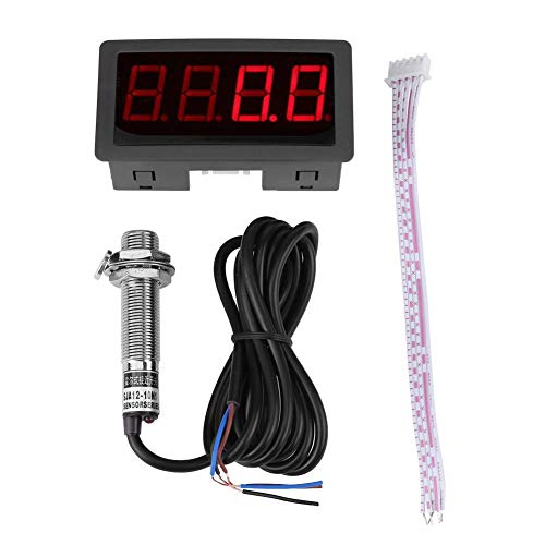 Ouitble 4 digitale LED-Tachometer Drehzahlmesser + Hall-Näherungsschaltersensor NPN (rot) von Ouitble