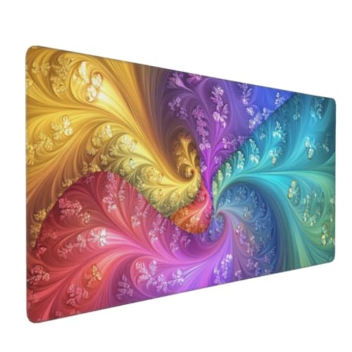 Bunt Mauspad XXL 1200X600X3 MM/120 X 60CM XXL Mousepad Traum Schreibtisch unterlage mit Vernähte Kanten and Rutschfester Gummiboden, Wasserdicht Mouse Pad für Büro Deko, Geschenke für Frauen -20 von Oujkeef