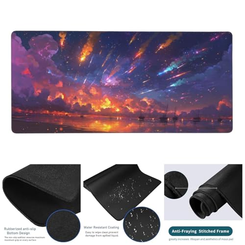 Farbe Mauspad XXL 1200X600X3 MM/120 X 60CM XXL Mousepad Aurora Schreibtisch unterlage mit Vernähte Kanten and Rutschfester Gummiboden, Wasserdicht Mouse Pad für Büro Deko, Geschenke für Frauen -134 von Oujkeef