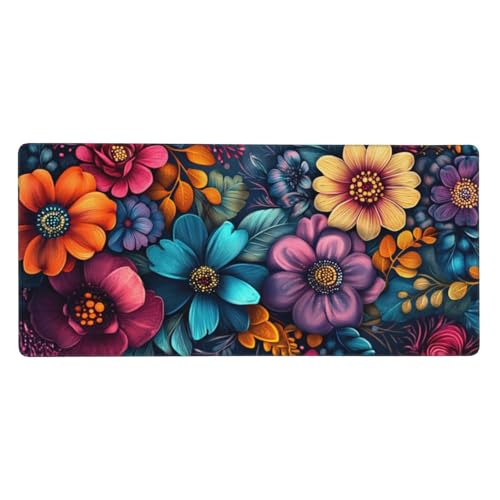 Gaming Mauspad XXL 1200 x 600 mm, Farbe Mauspad Blume Schreibtischunterlage mit Rutschfester Gummiboden, Wasserdicht Gaming Mousepad Gaming Zubehör für Verbessert Geschwindigkeit und Präzision -135 von Oujkeef