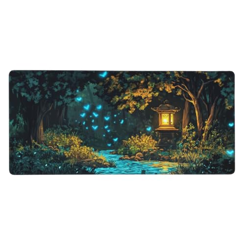 Gaming Mauspad XXL 1200 x 600 mm, Landschaft Mauspad Schmetterling Schreibtischunterlage mit Rutschfester Gummiboden, Wasserdicht Mousepad Gaming Zubehör Verbessert Geschwindigkeit und Präzision -421 von Oujkeef