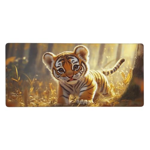 Gaming Mauspad XXL 1200 x 600 mm, Tier Mauspad Tiger Schreibtischunterlage mit Rutschfester Gummiboden, Wasserdicht Gaming Mousepad Gaming Zubehör für Verbessert Geschwindigkeit und Präzision -57 von Oujkeef